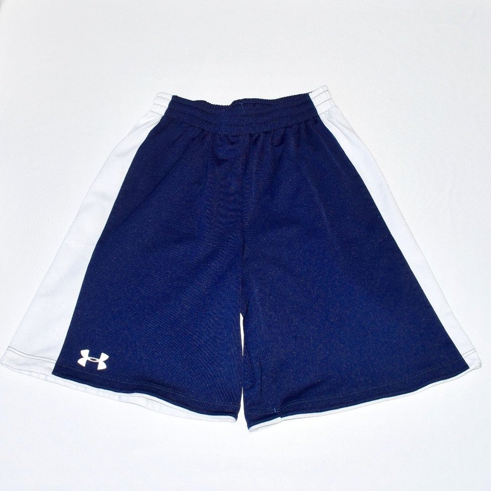 Under Armour Navy Blue and White Shorts - Medium